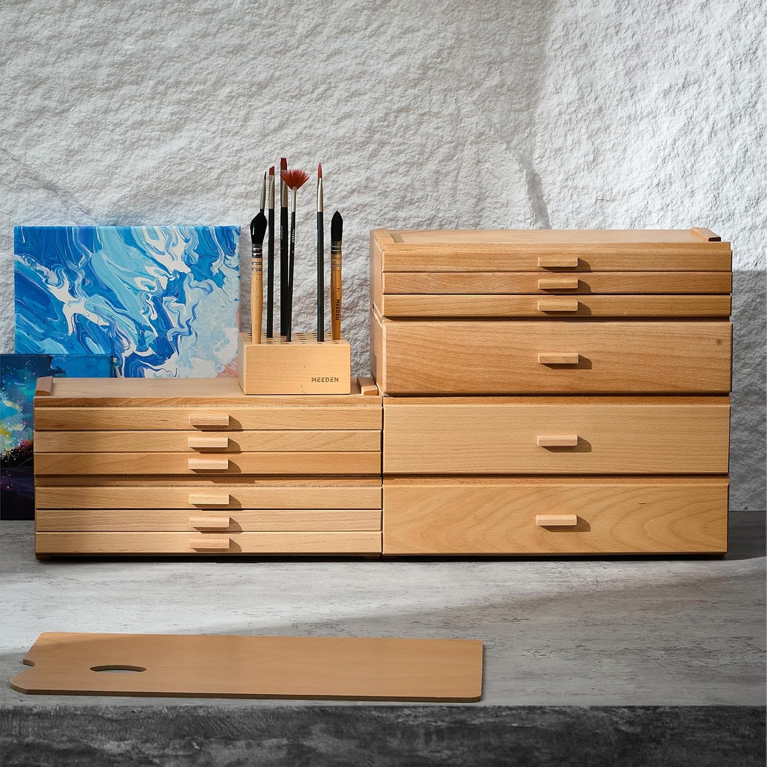 MEEDEN 1-Tier Beech Wood Organizer Box with Removable Dividers - Image 7