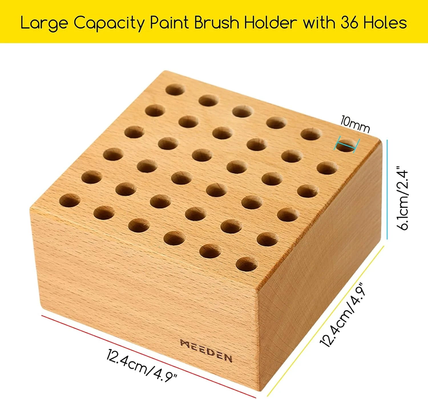 MEEDEN 2Pcs Beechwood 36-Hole Paint Brush Holder - Image 4
