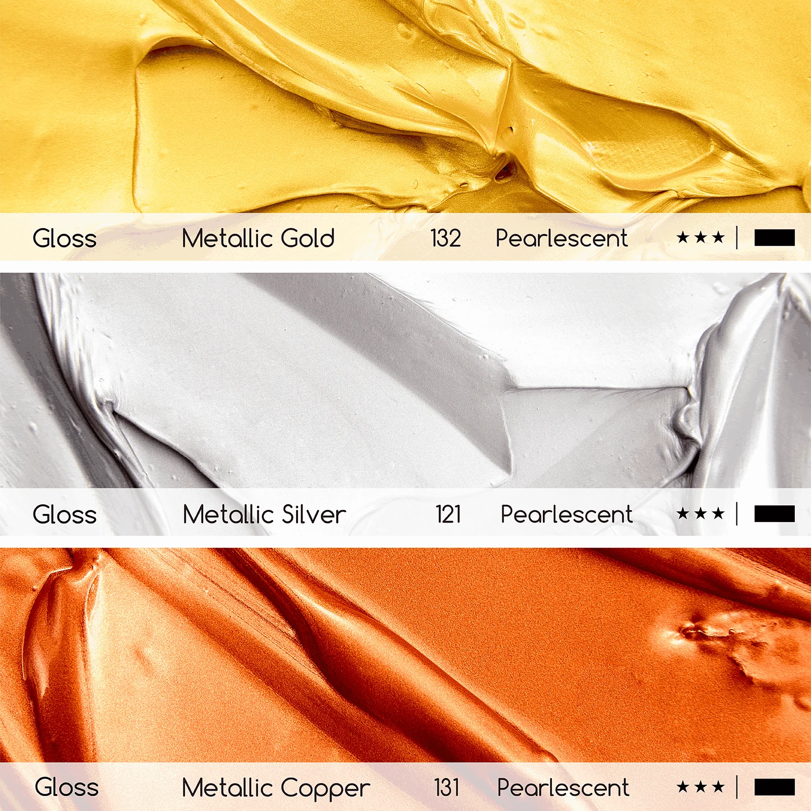 MEEDN 3-Colors Metallic Acrylic Paint Set, 300ml - Image 17