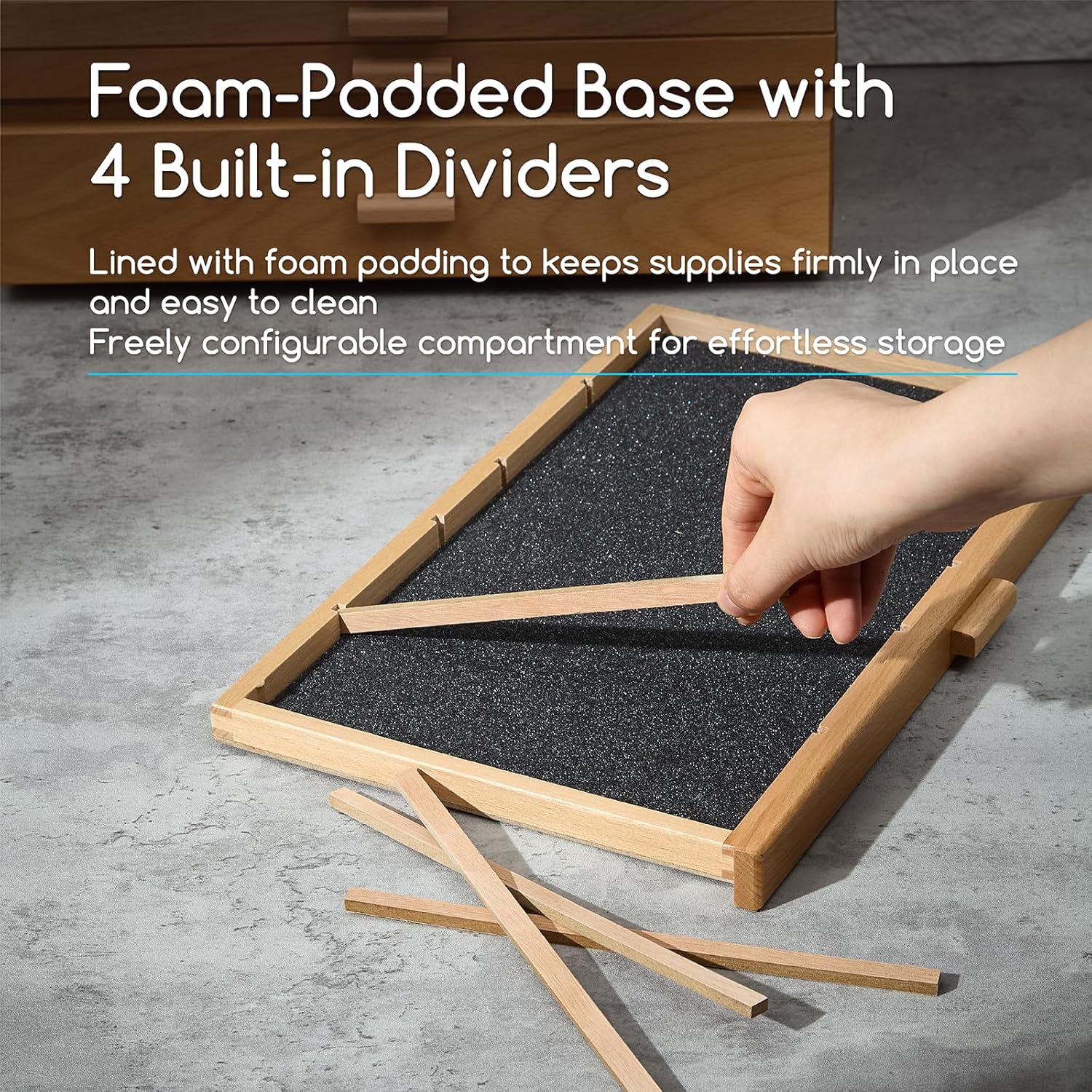 MEEDEN 3-Tier Beech Wood Organizer Box with Removable Dividers - Image 5