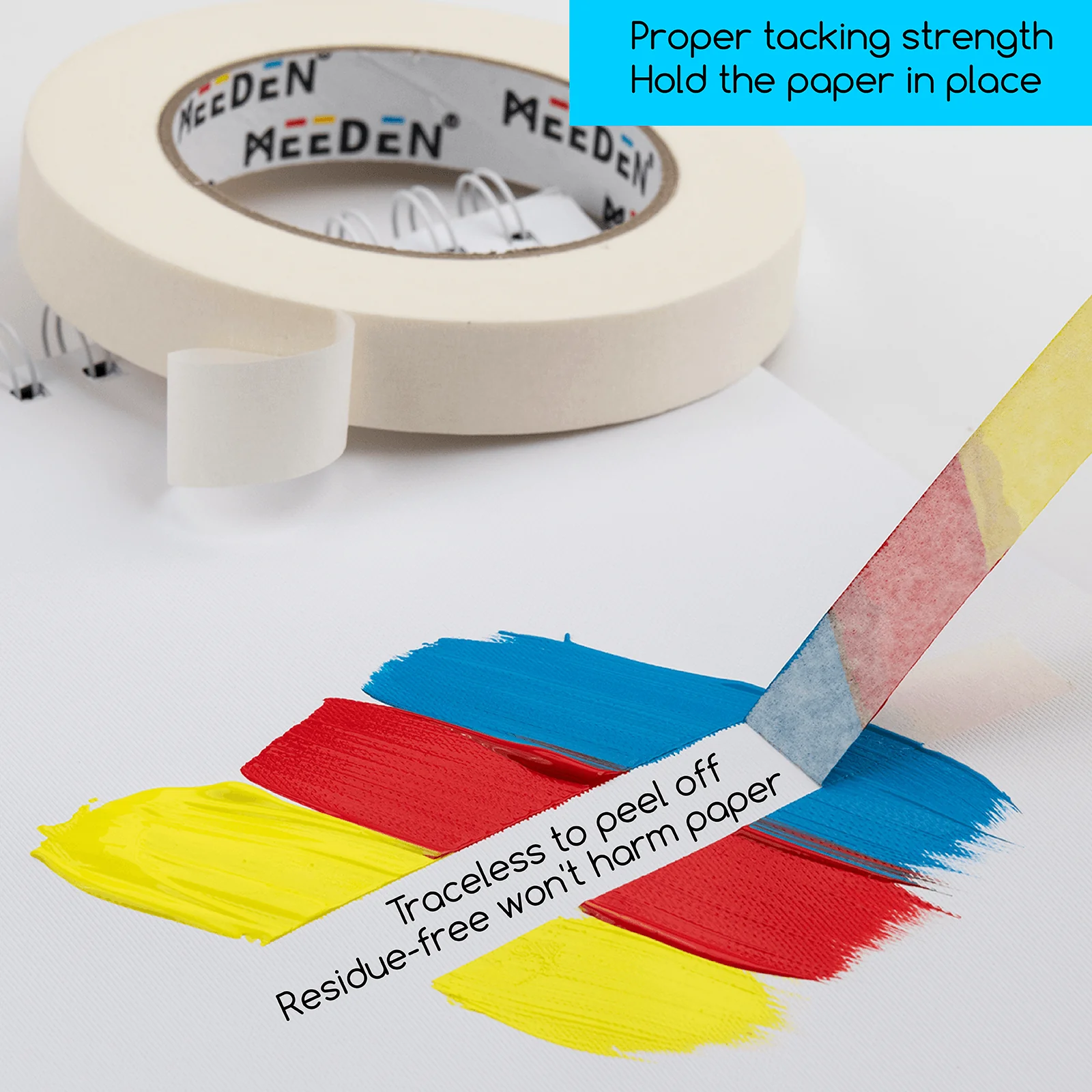 MEEDEN 5 Packs Multi-Sized Masking Acid-Free White Artist Tape, 0.2" 0.5" 0.75" 1.0" 1.4" x 60 Yard - Image 5