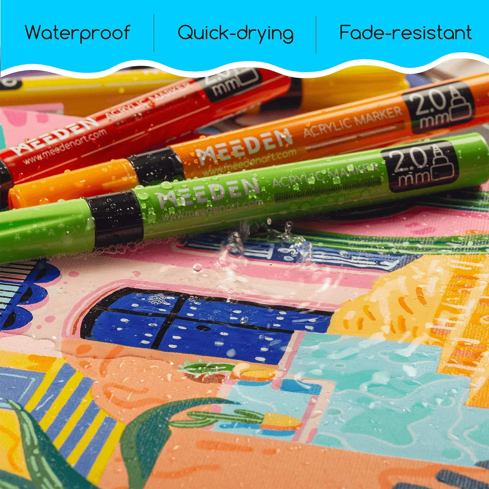 MEEDEN Acrylic Markers, Bamboo 32 Compartments Holder & Heavyweight Sketchbook Paper Pad Set - Image 11