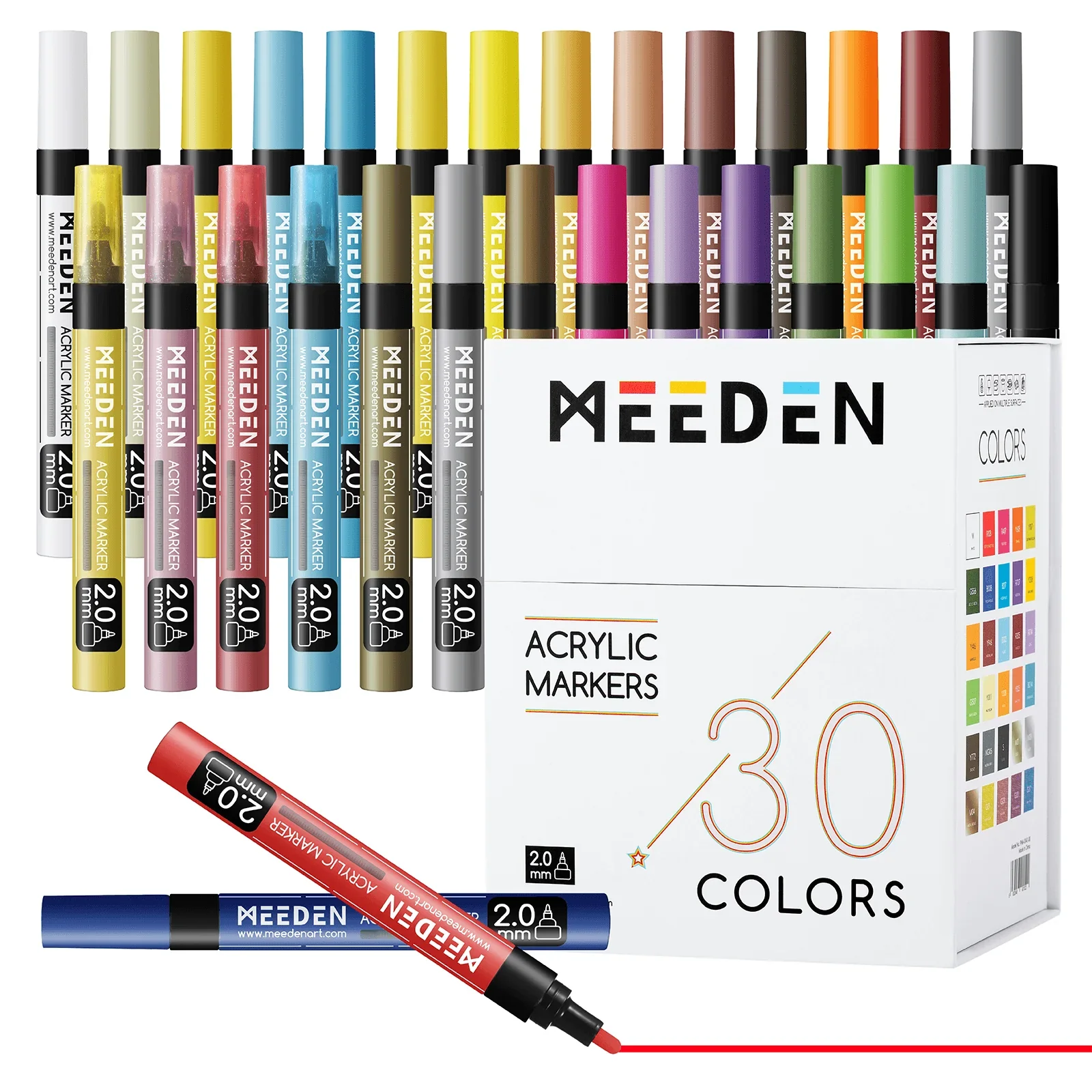 MEEDEN Acrylic Markers, Bamboo 32 Compartments Holder & Heavyweight Sketchbook Paper Pad Set - Image 4