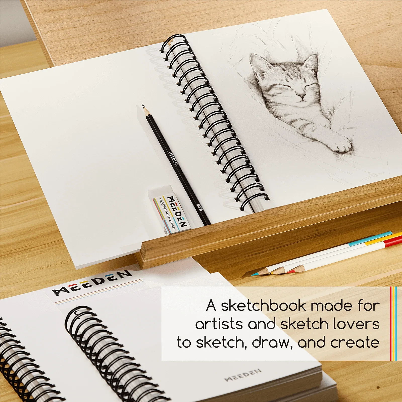 MEEDEN Acrylic Markers, Bamboo 32 Compartments Holder & Heavyweight Sketchbook Paper Pad Set - Image 9