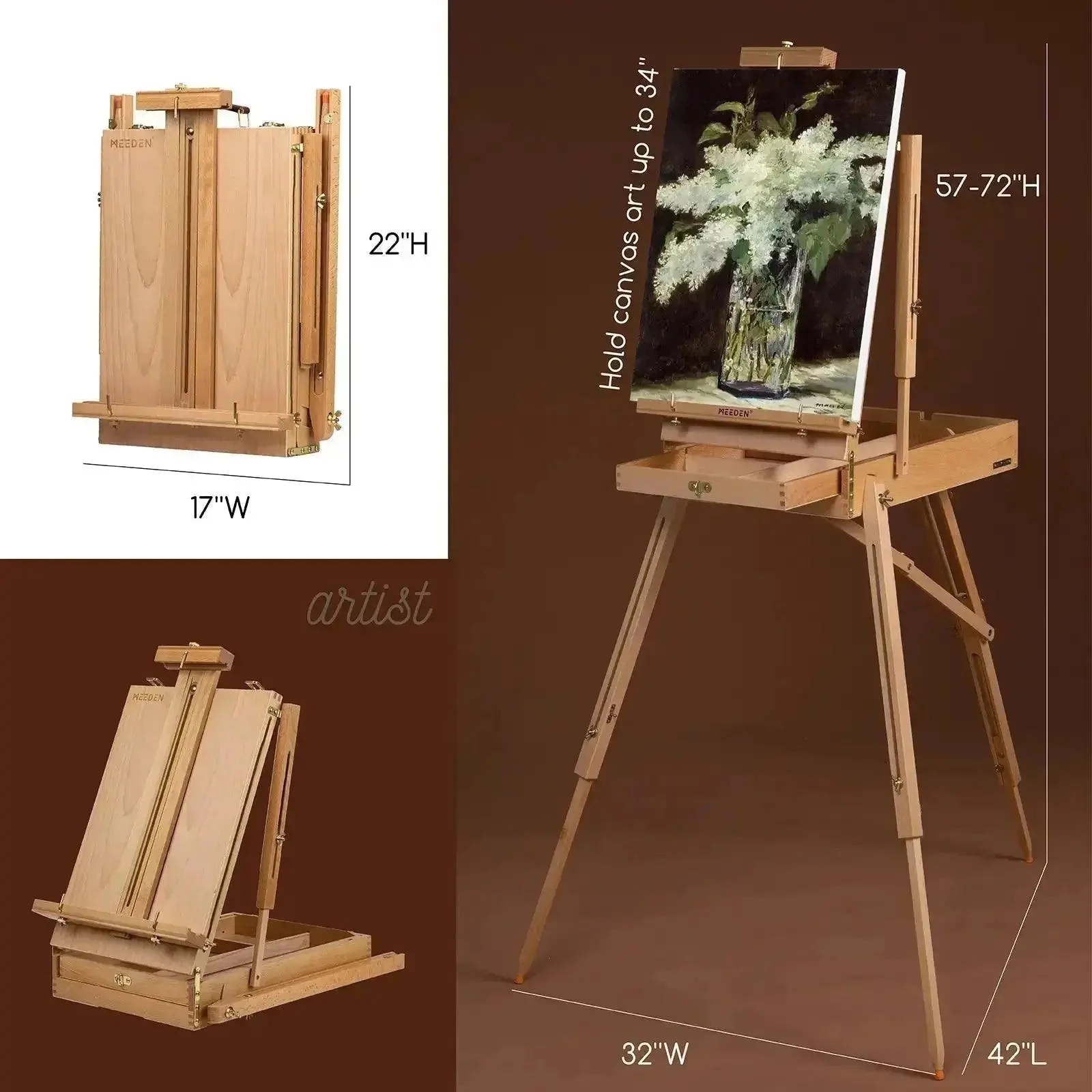 MEEDEN Professional Artist Oil Painting Set with French Easel - Image 3