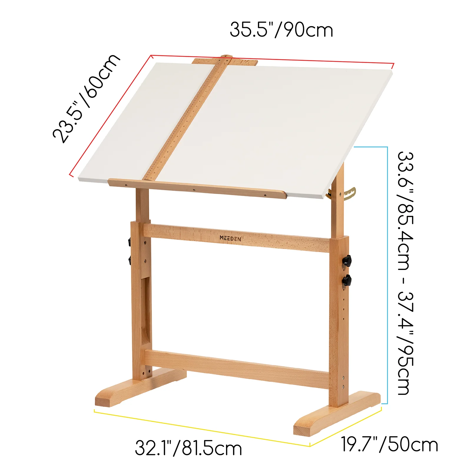 MEEDEN Adjustable Wooden Drafting Table & Stool Set, White-XSZ-5 - Image 6