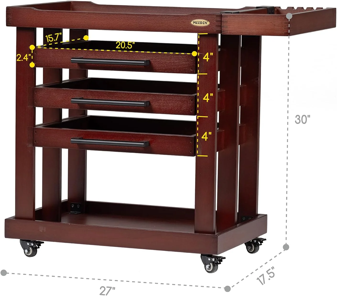 MEEDEN Deluxe Artist Supplies Storage Cart, 5-Tier Taboret-Dark Walnut-W13H - Image 6