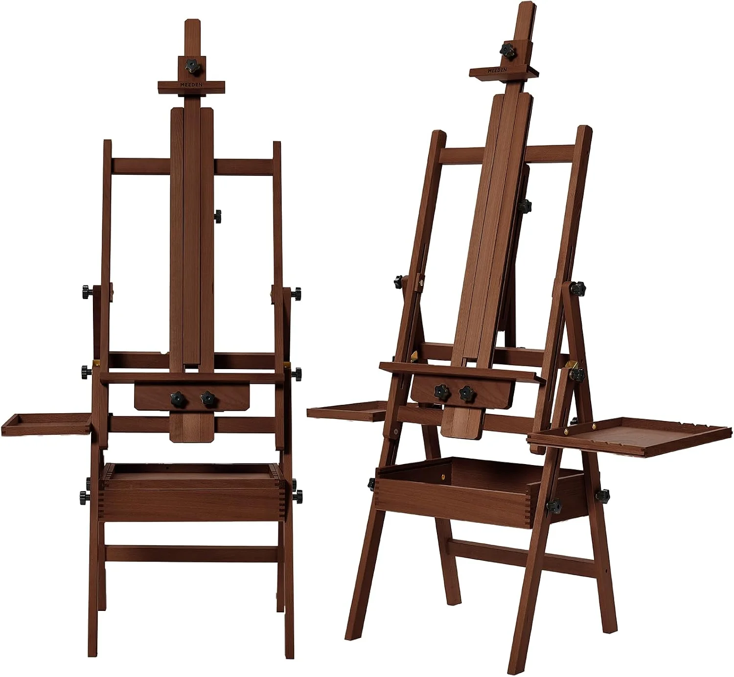 MEEDEN H-Frame Beech Wood Deep Walnut Art Easel with Storage, Adjustable 50"-80" H - Image 3