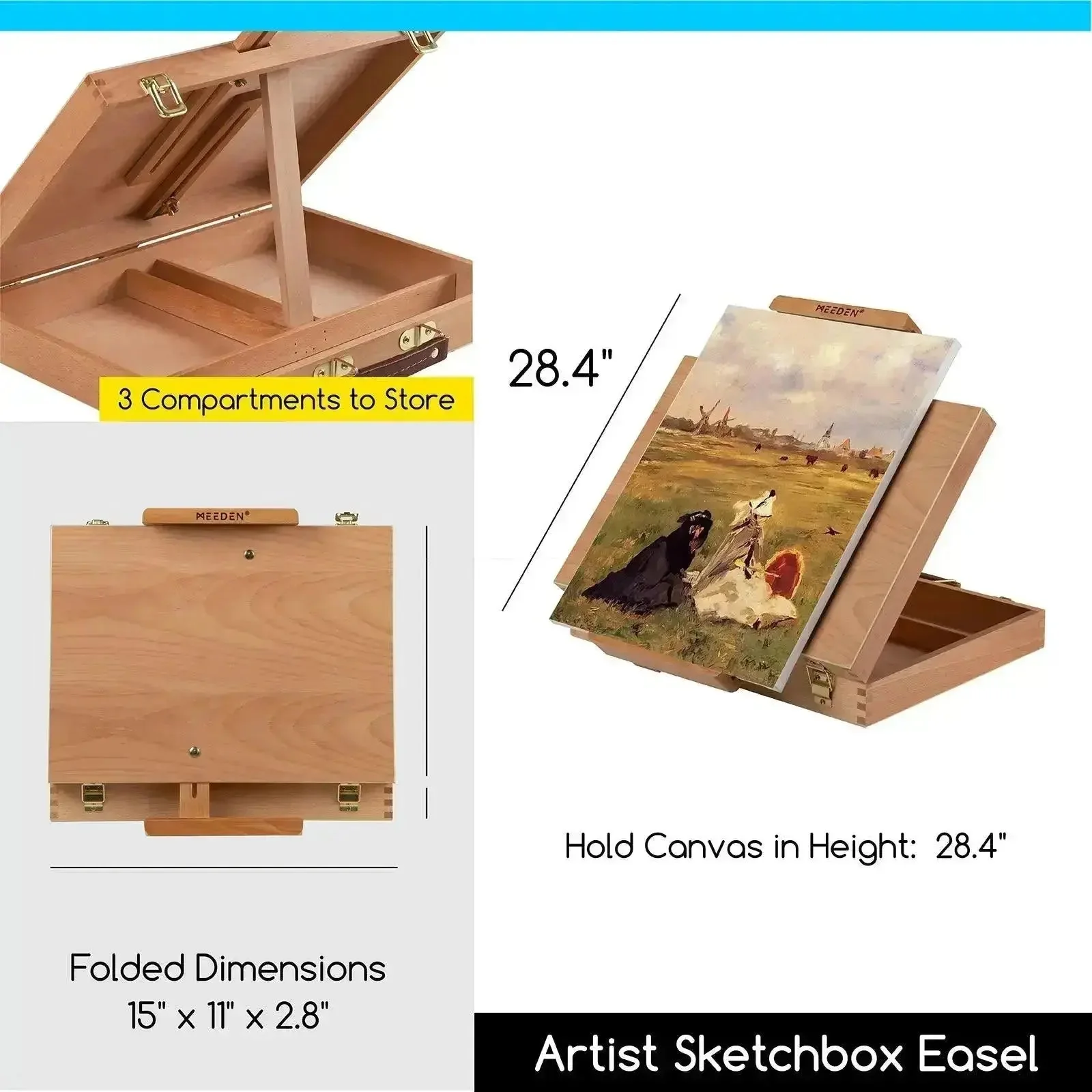 MEEDEN Artist Oil Painting Set with Sketch Easel Box, 13*50ml Tubes - Image 3