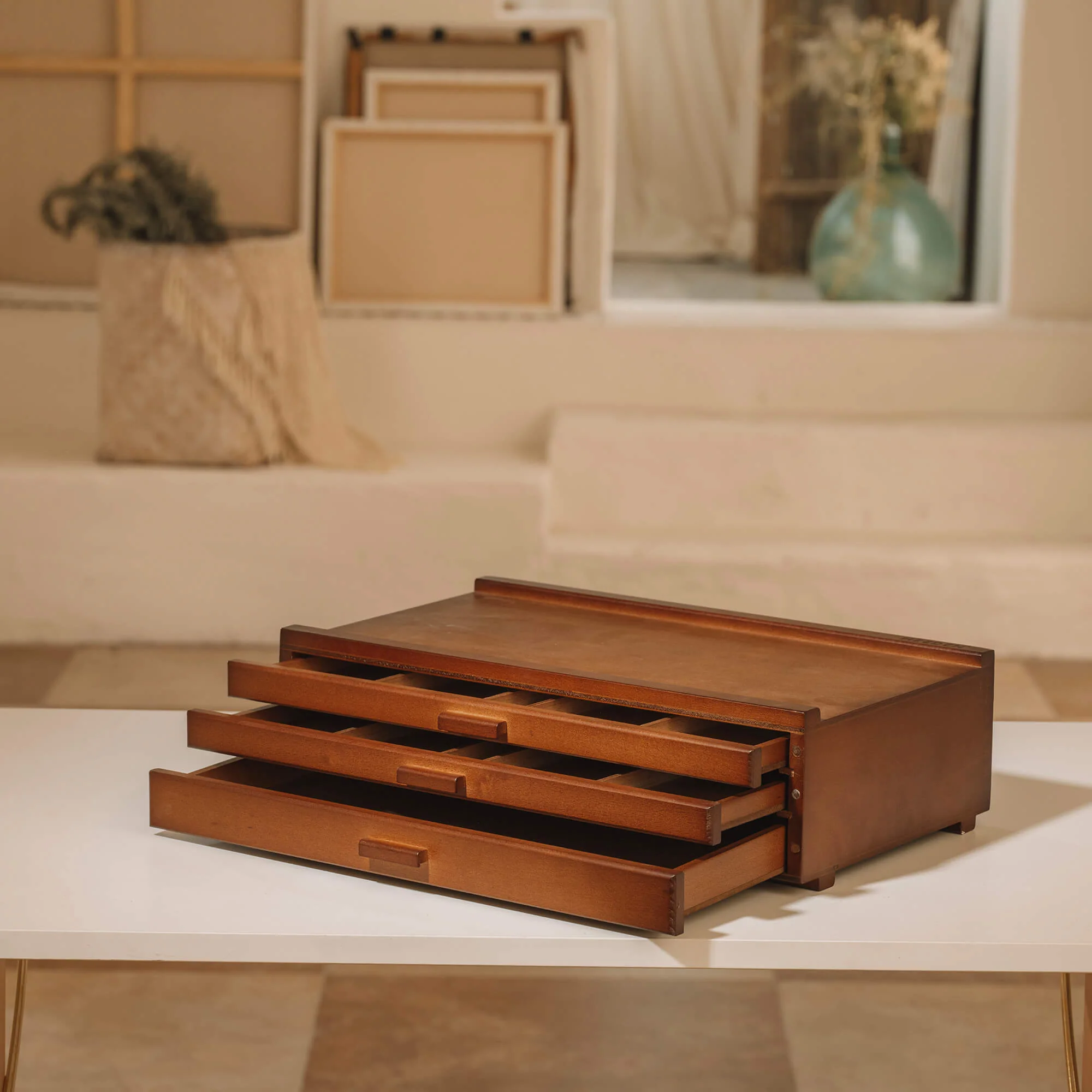 MEEDEN Pro 3-Drawers Beech Wood Portable Storage Box-HH-3 - Image 3