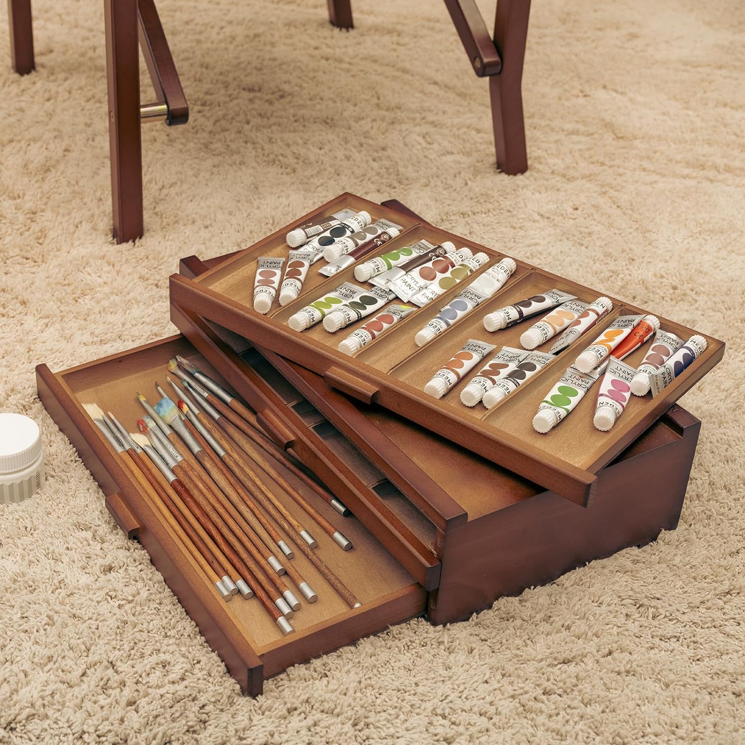 MEEDEN Pro 3-Drawers Beech Wood Portable Storage Box-HH-3 - Image 4