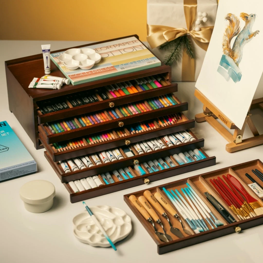 MEEDEN 6-Drawer Artist Supply Storage Box, Walnut Color - Image 2