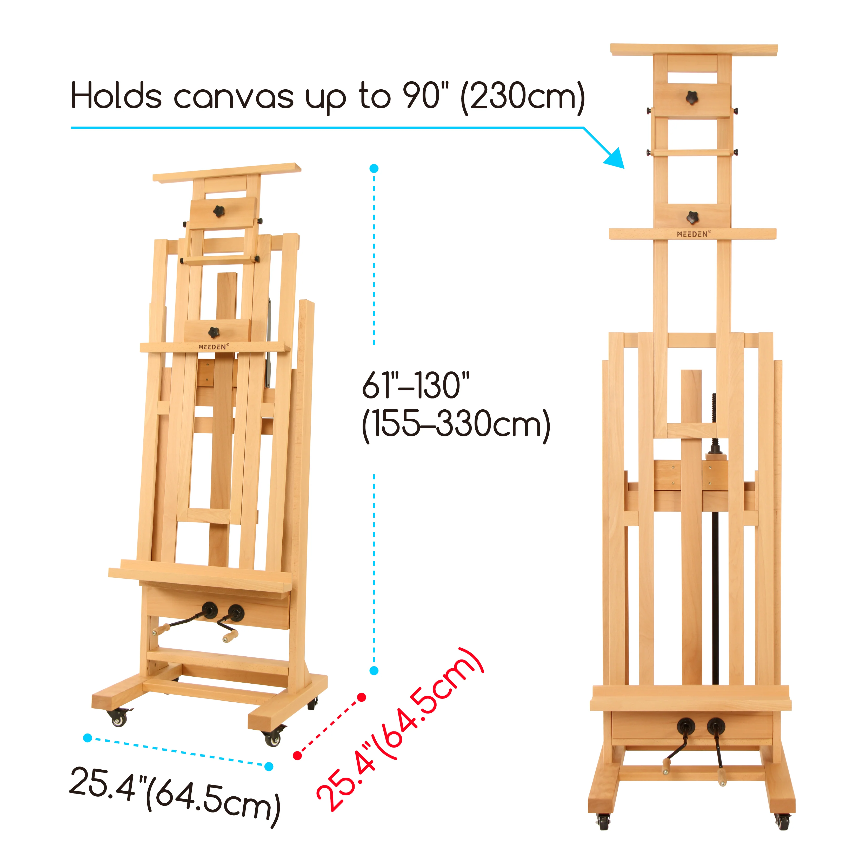 MEEDEN Deluxe Studio Large Double Rocker Crank Heavy Duty Artist Easel-DHJ-1 - Image 3