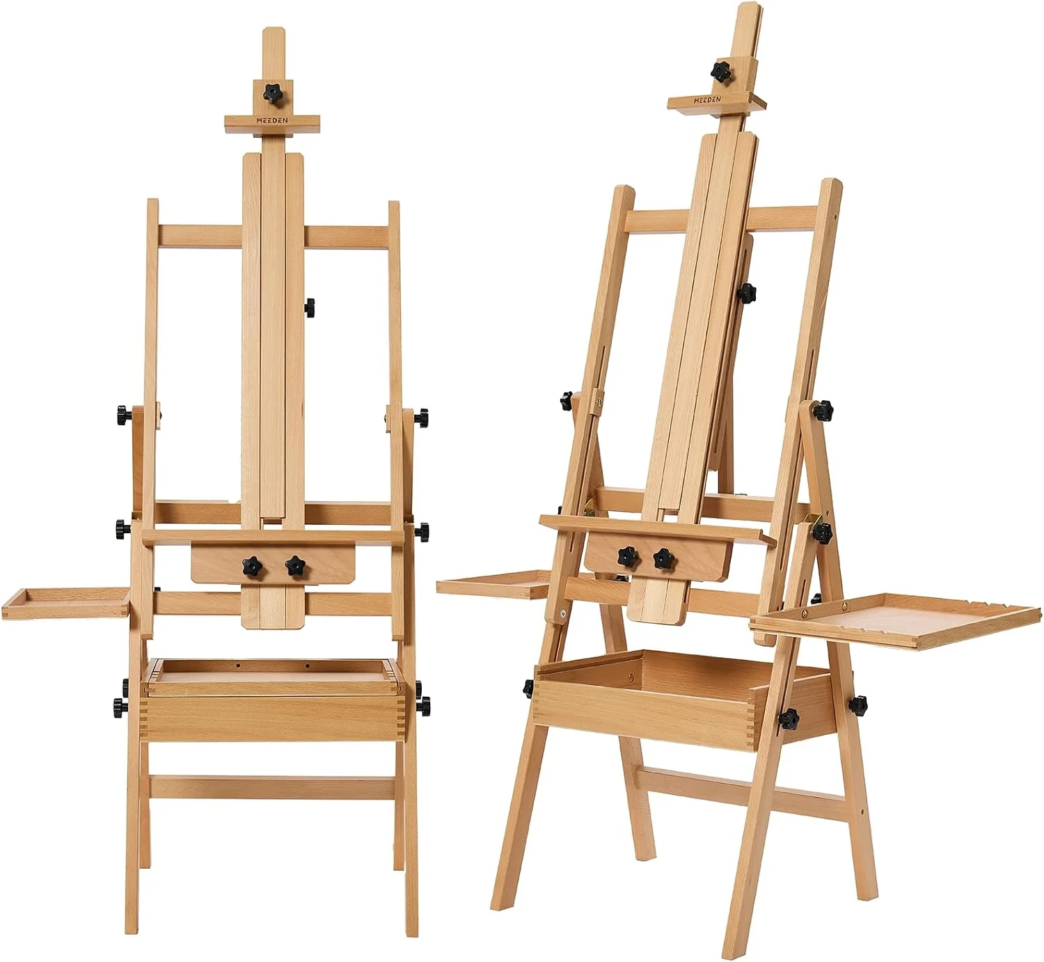 MEEDEN H-Frame Beech Wood Natural Art Easel with Storage, Adjustable 50"-80" H - Image 3