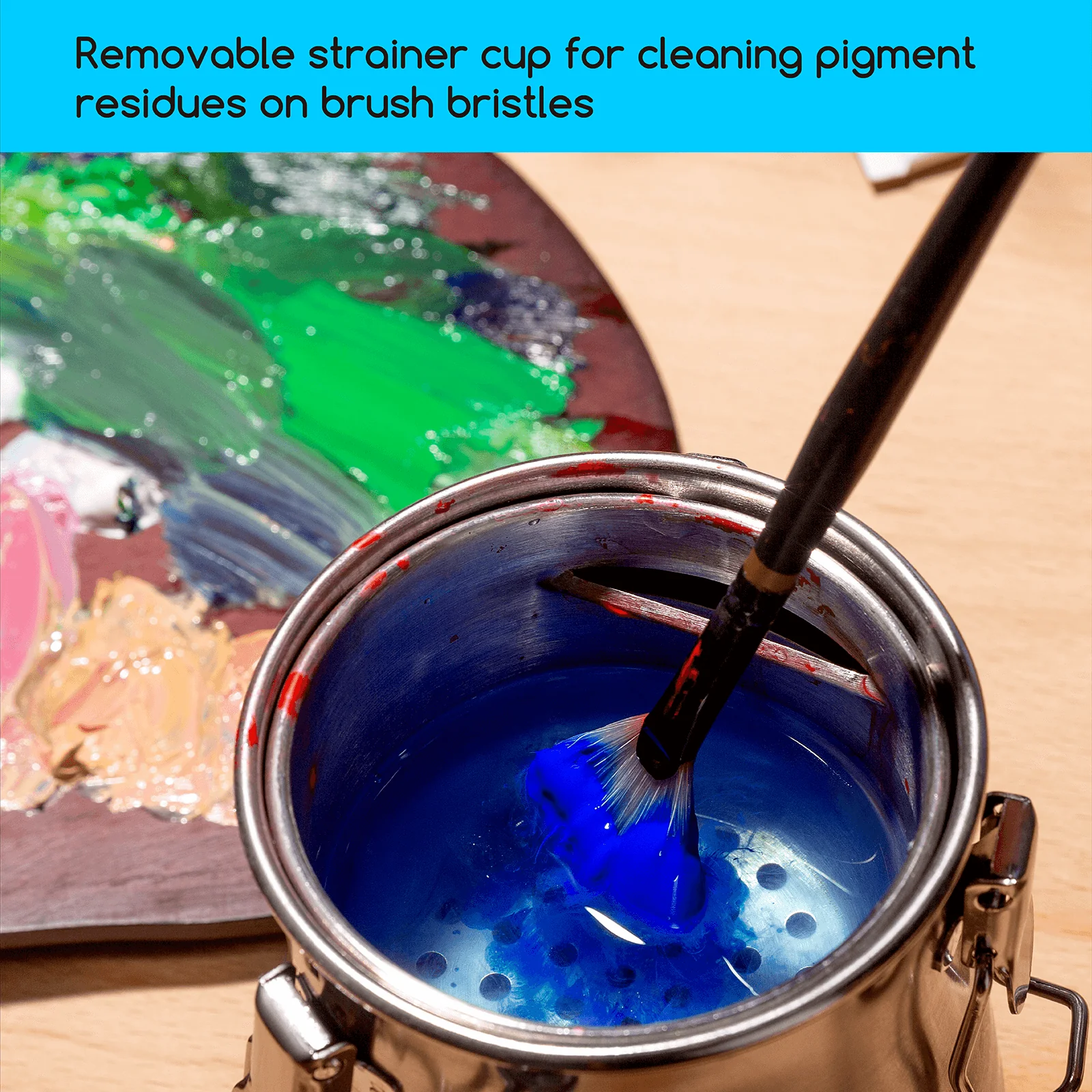 MEEDEN Portable Paint Brush Washer: Airtight Stainless Steel - Medium - Image 5