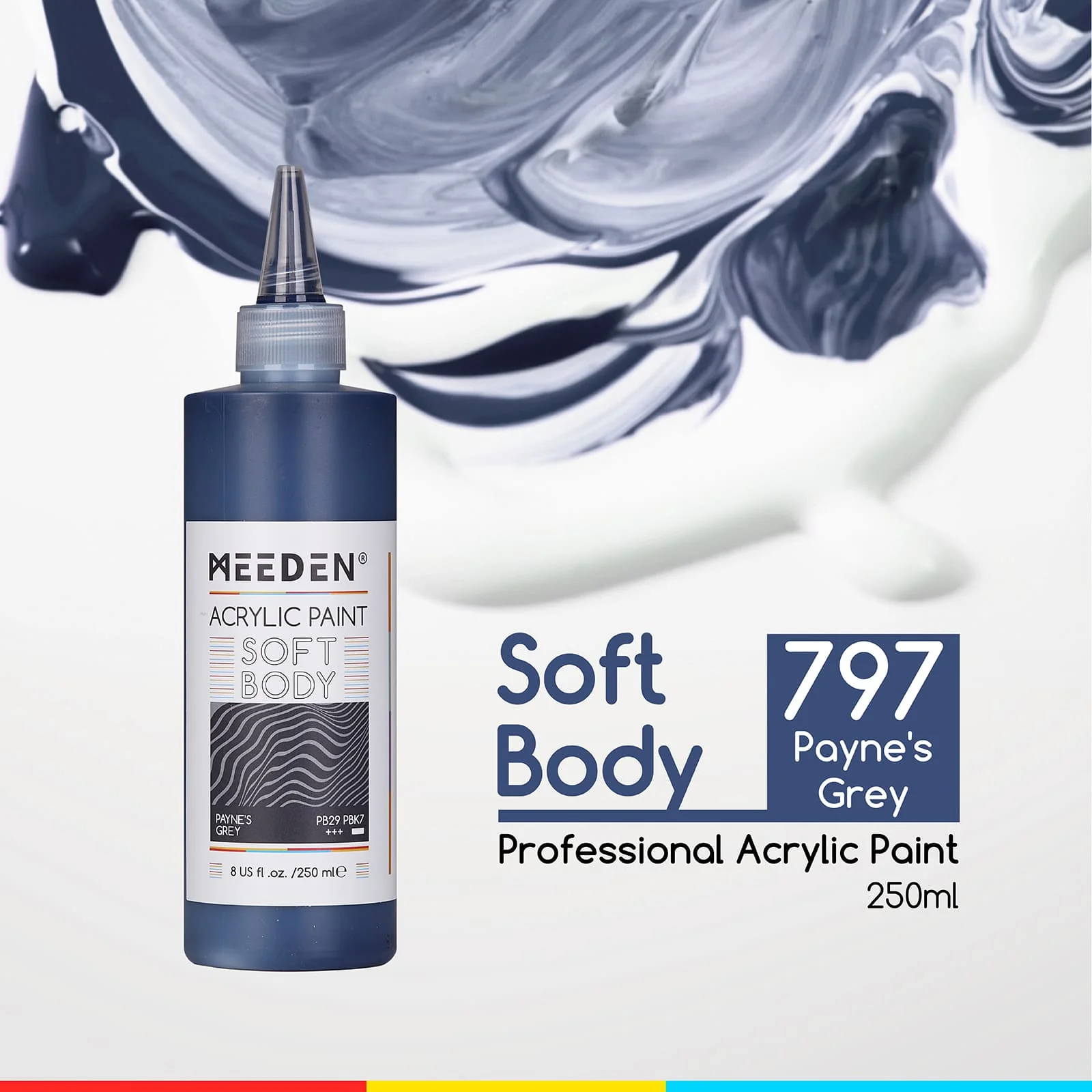 MEEDEN Soft Body Acrylic Paints Set, 37 Colors x 250ml/8.45oz - Image 115