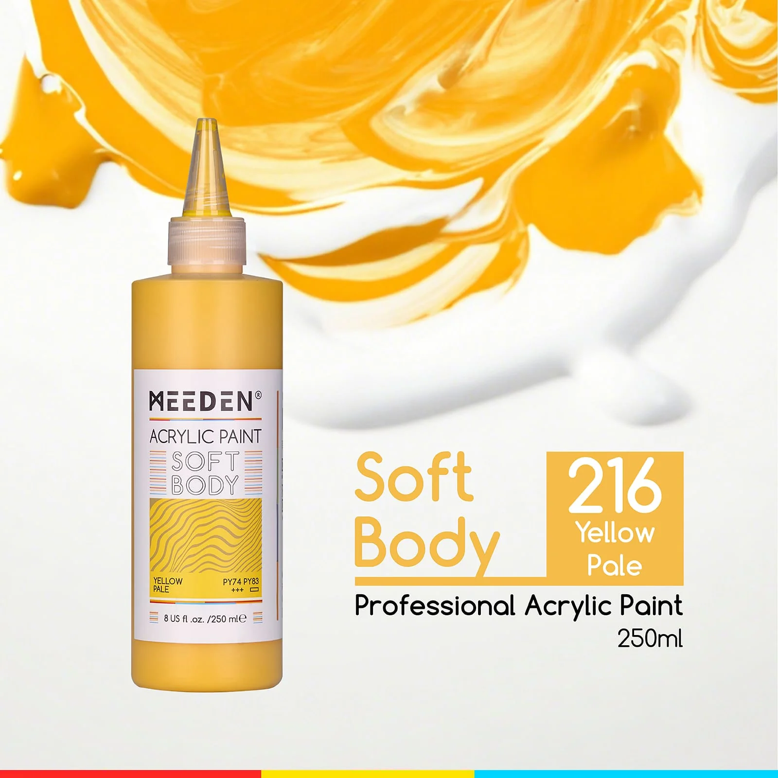 MEEDEN Soft Body Acrylic Paints Set, 37 Colors x 250ml/8.45oz - Image 16