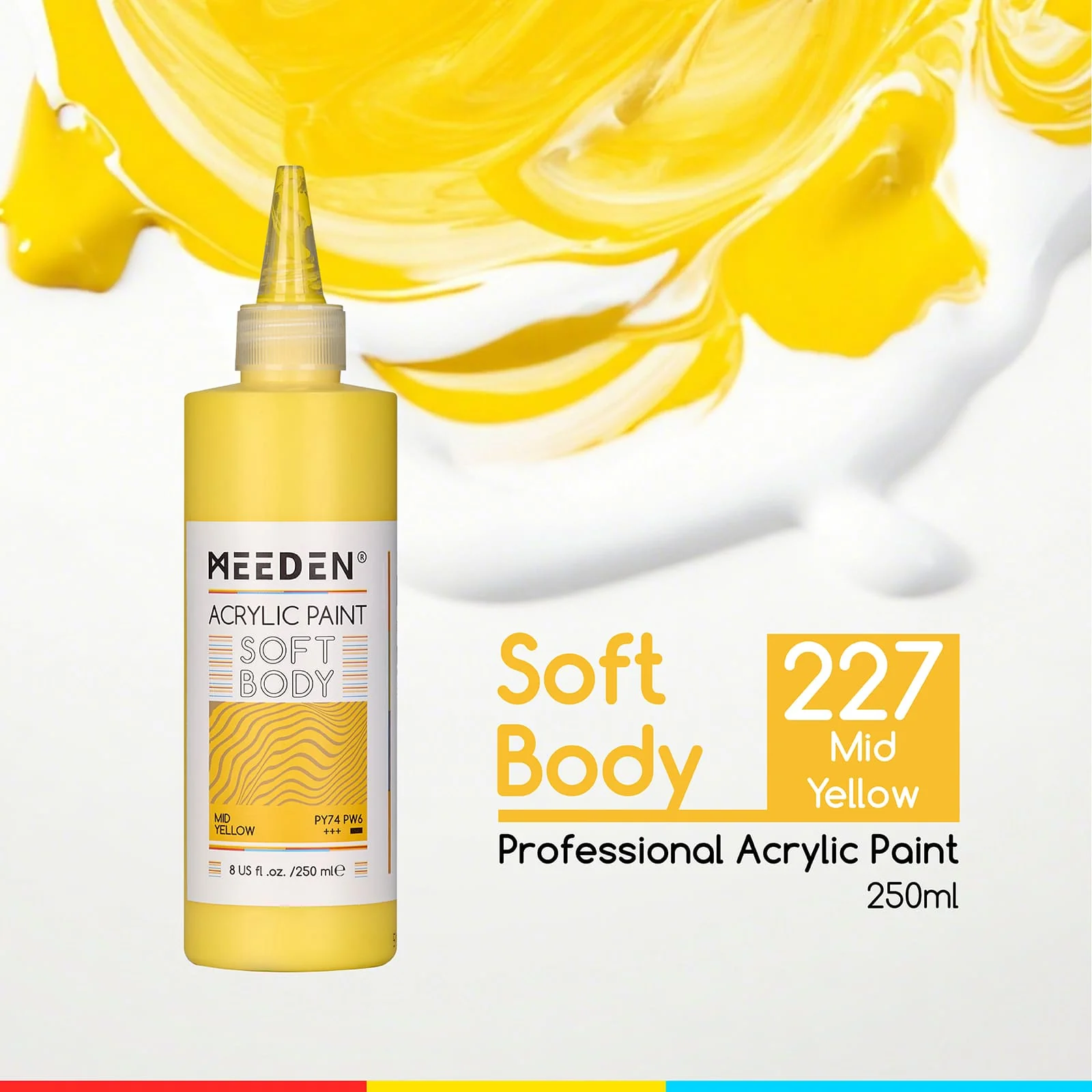 MEEDEN Soft Body Acrylic Paints Set, 37 Colors x 250ml/8.45oz - Image 22