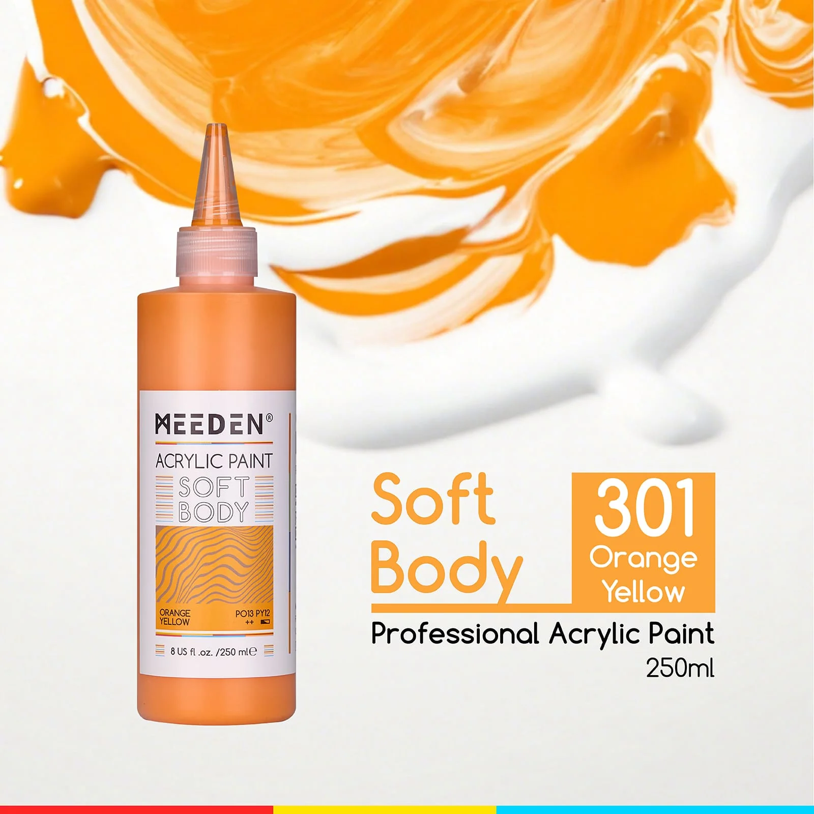 MEEDEN Soft Body Acrylic Paints Set, 37 Colors x 250ml/8.45oz - Image 25