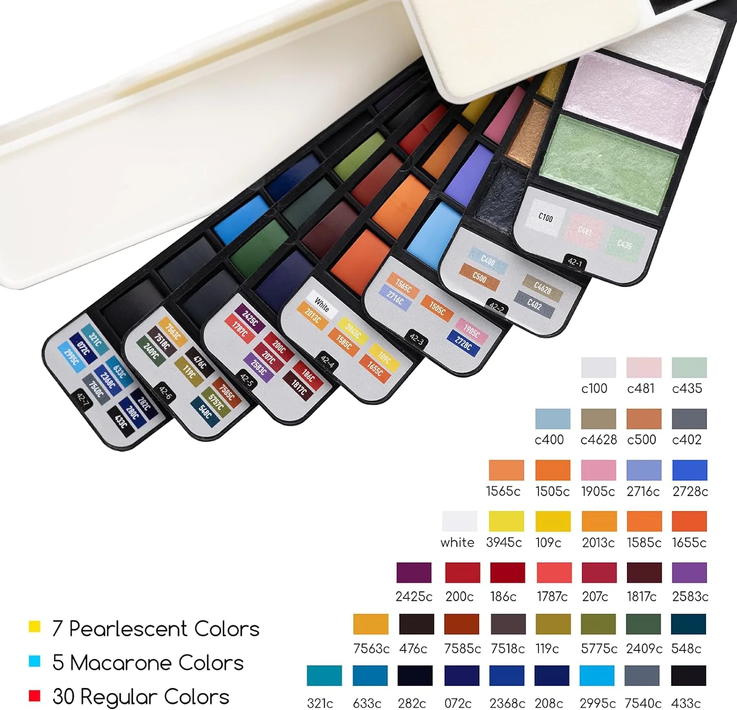 MEEDEN Travel Watercolor Paint Set, 42 Assorted Colors with 4 Brushes - Image 3