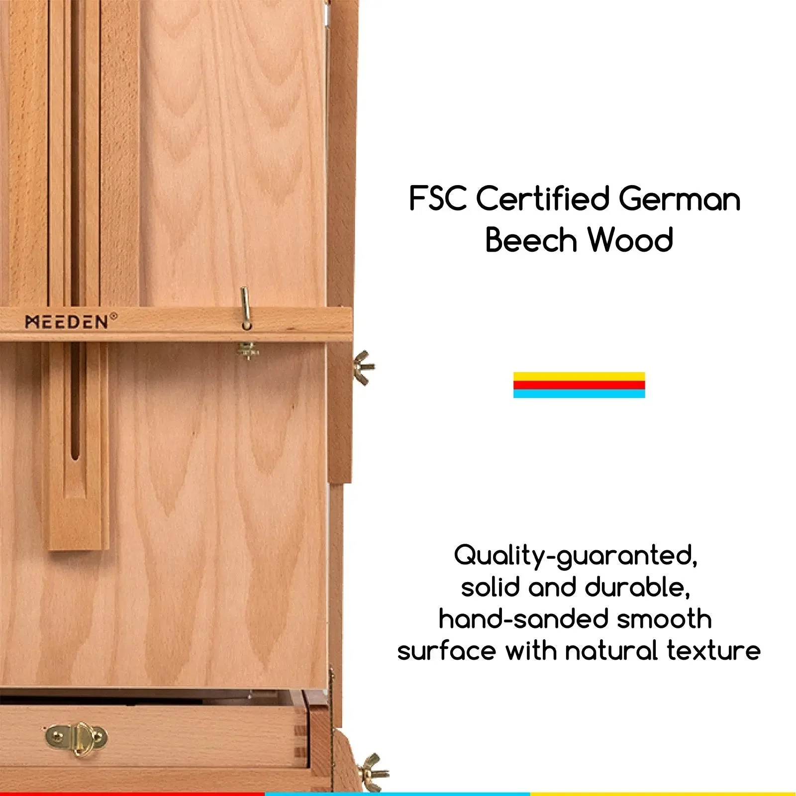 MEEDEN Foldable Beechwood French Easel with Drawer, Palette & Metal Tray – Natural - Image 5