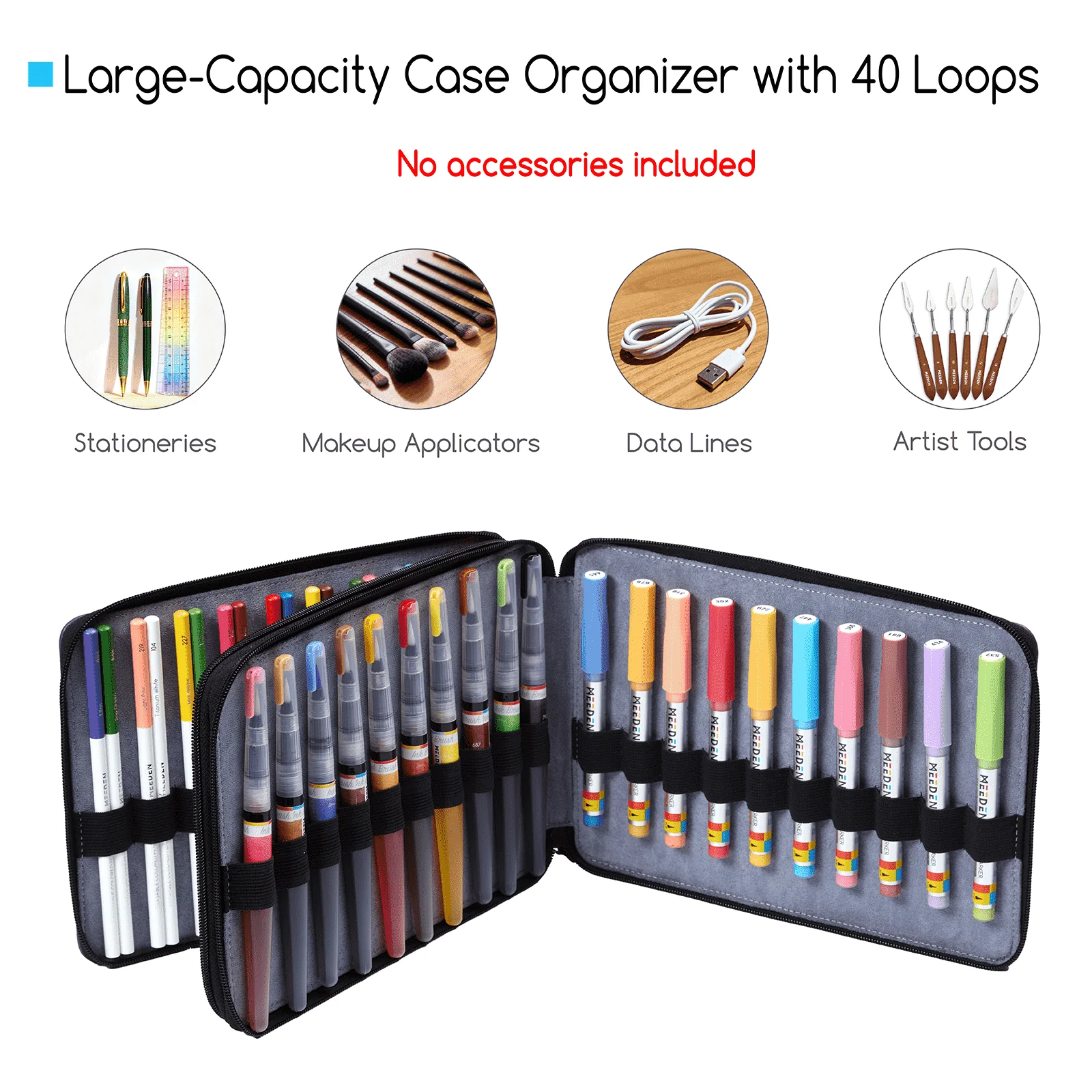 MEEDEN Leather Tri-Layer Brush/Pencil/Marker Organizer Case - Image 4