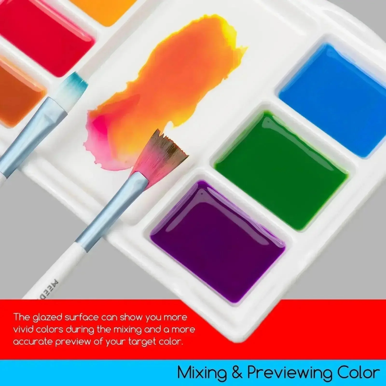 MEEDEN 8-Well Artist Ceramic Paint Palette - Image 3