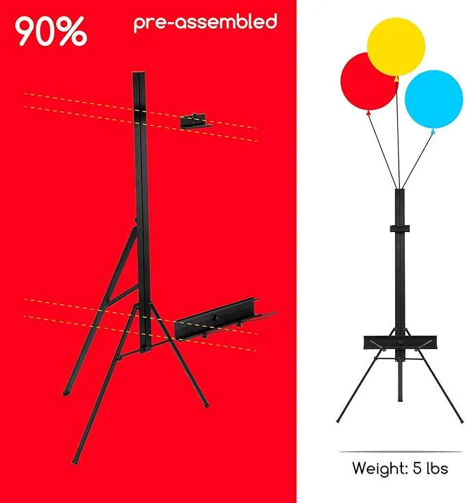 MEEDEN Portable Aluminum Easel – Painting Display Stand with Palette & Brush Rest - Image 5