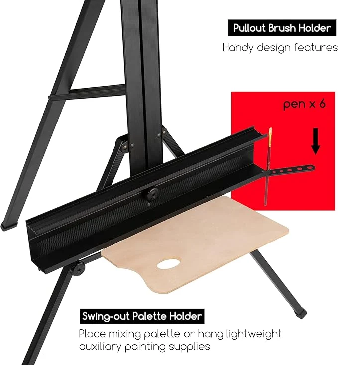 MEEDEN Portable Aluminum Easel – Painting Display Stand with Palette & Brush Rest - Image 6