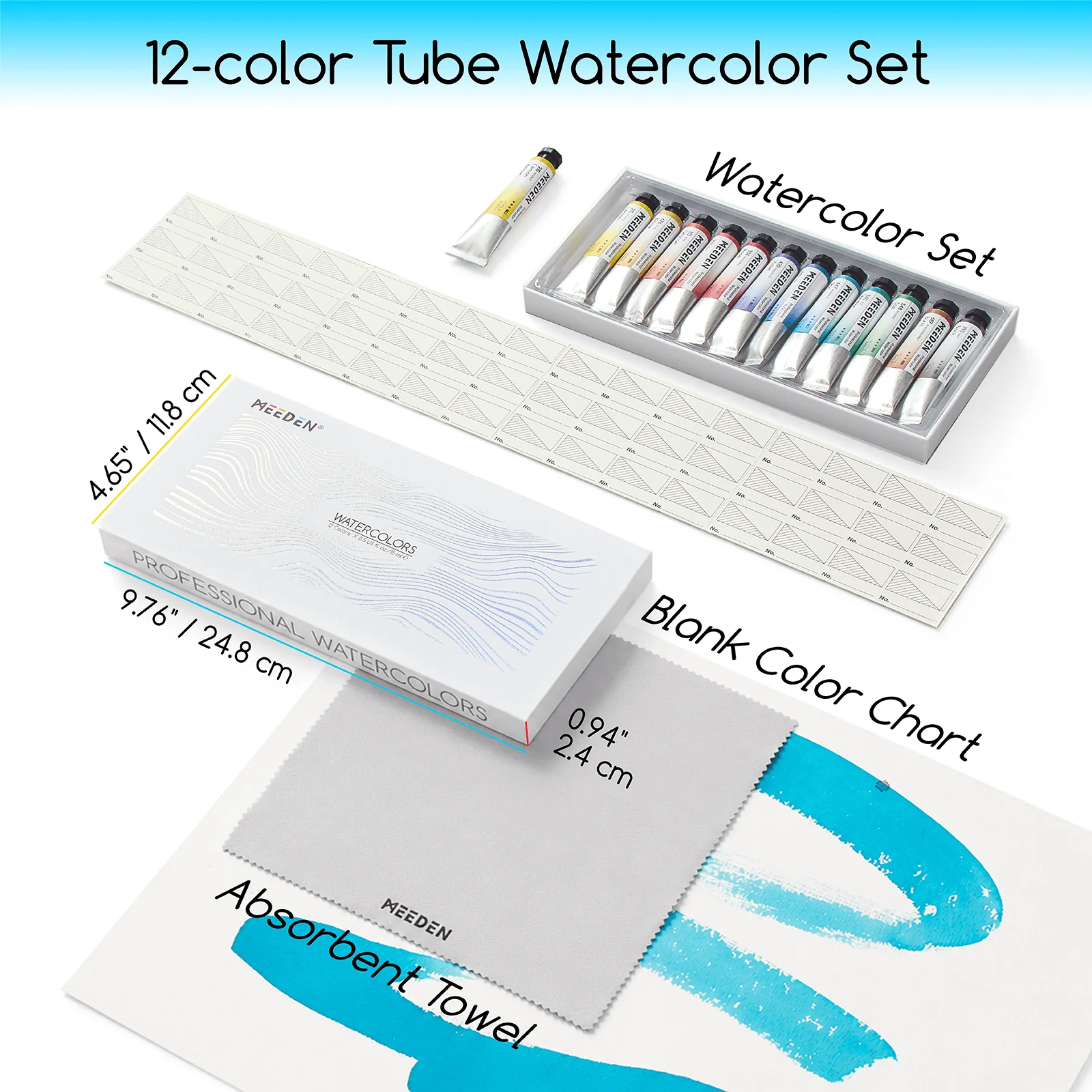 MEEDEN Professinal Watercolor Paint Set, 12 Colors 15ml/0.5oz - Image 3