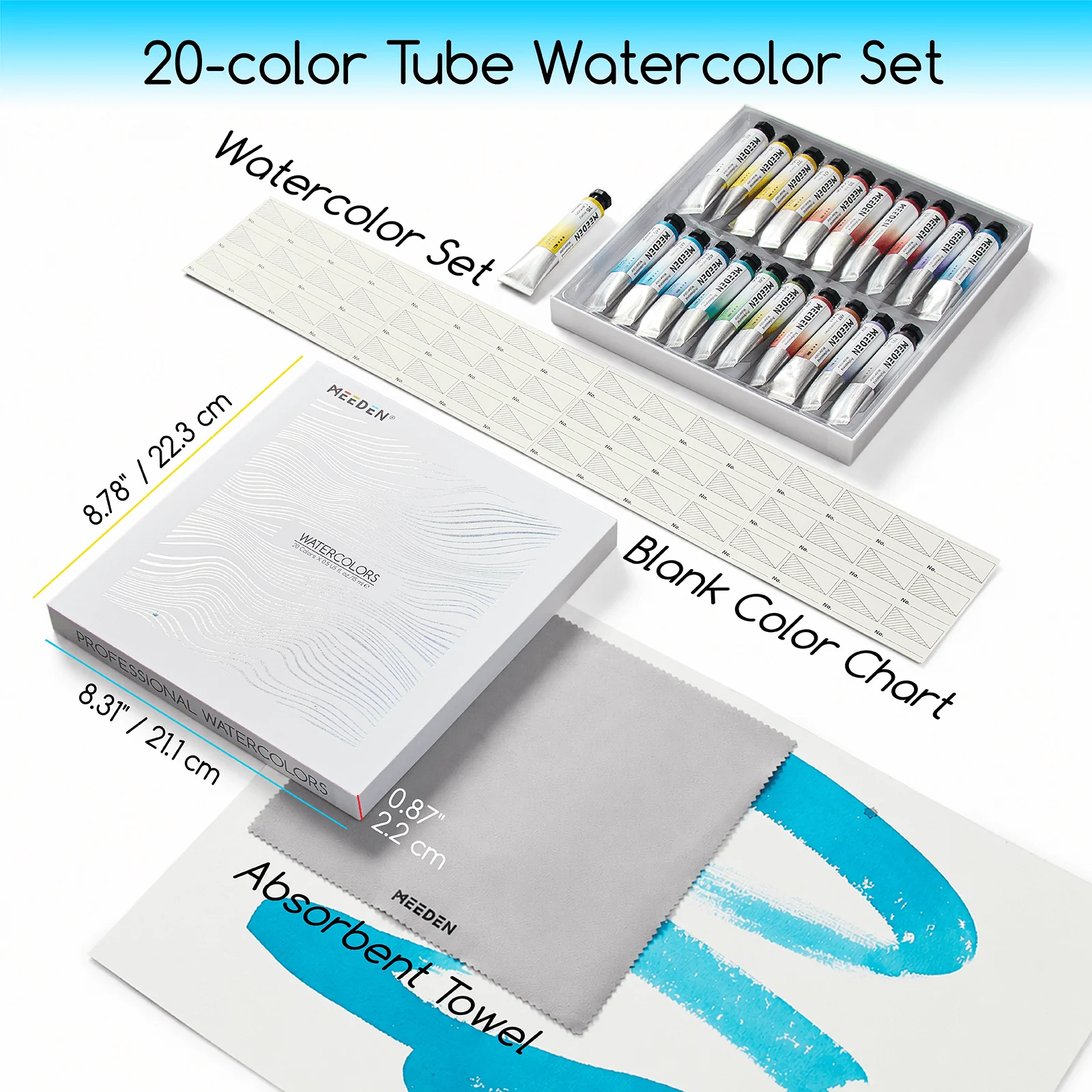 MEEDEN Professinal Watercolor Paint Set, 20 Colors 15ml/0.5oz - Image 3