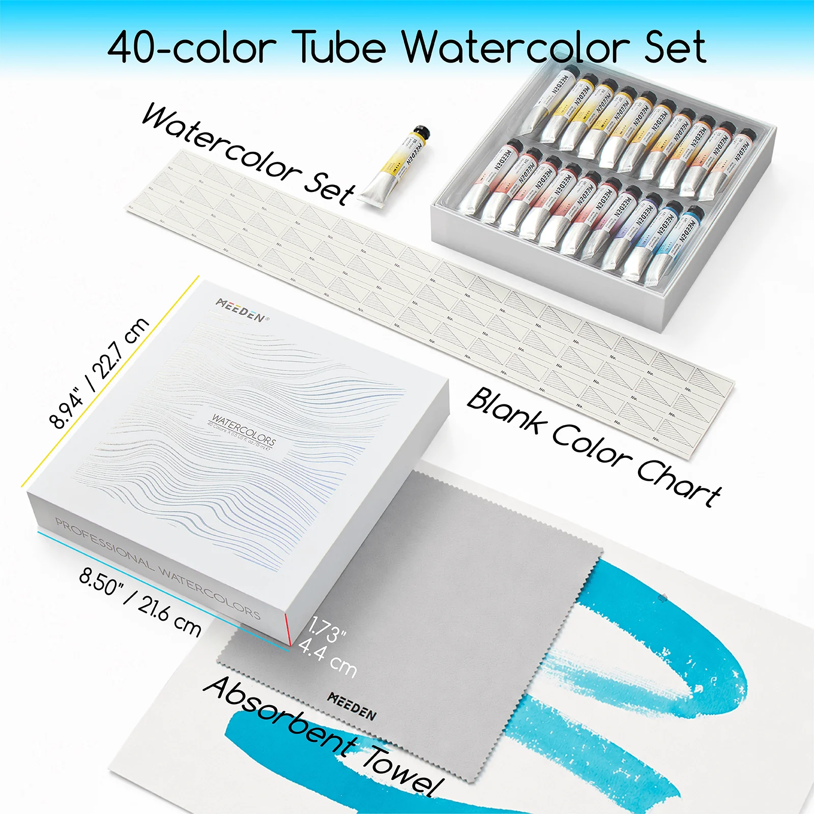 MEEDEN Professinal Watercolor Paint Set, 40 Colors 15ml/0.5oz - Image 3