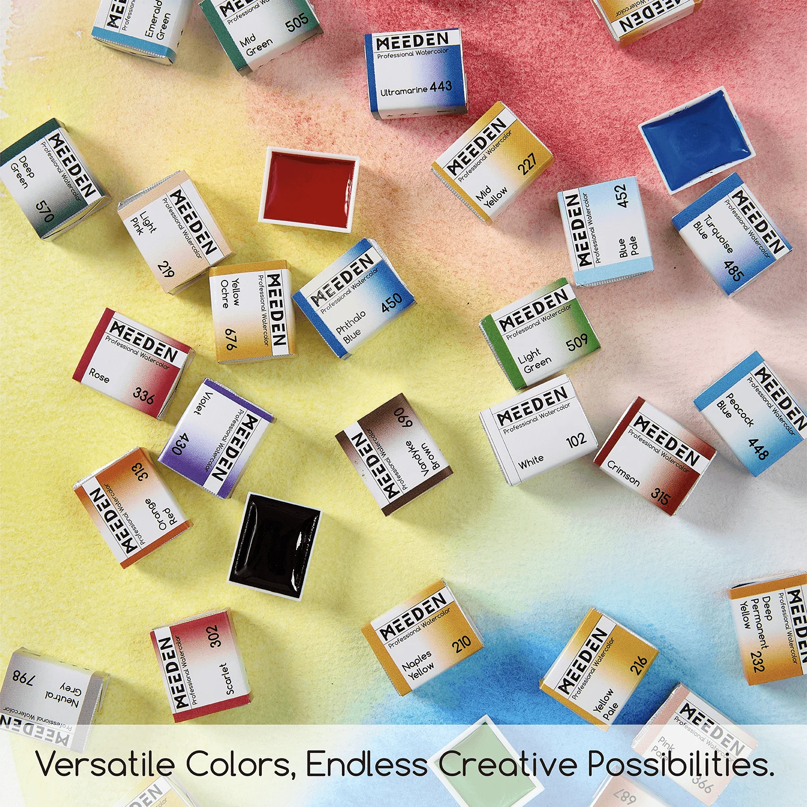MEEDEN Professional 24 Colors High Saturation Semi-Moist Watercolor Paint Set - Image 6