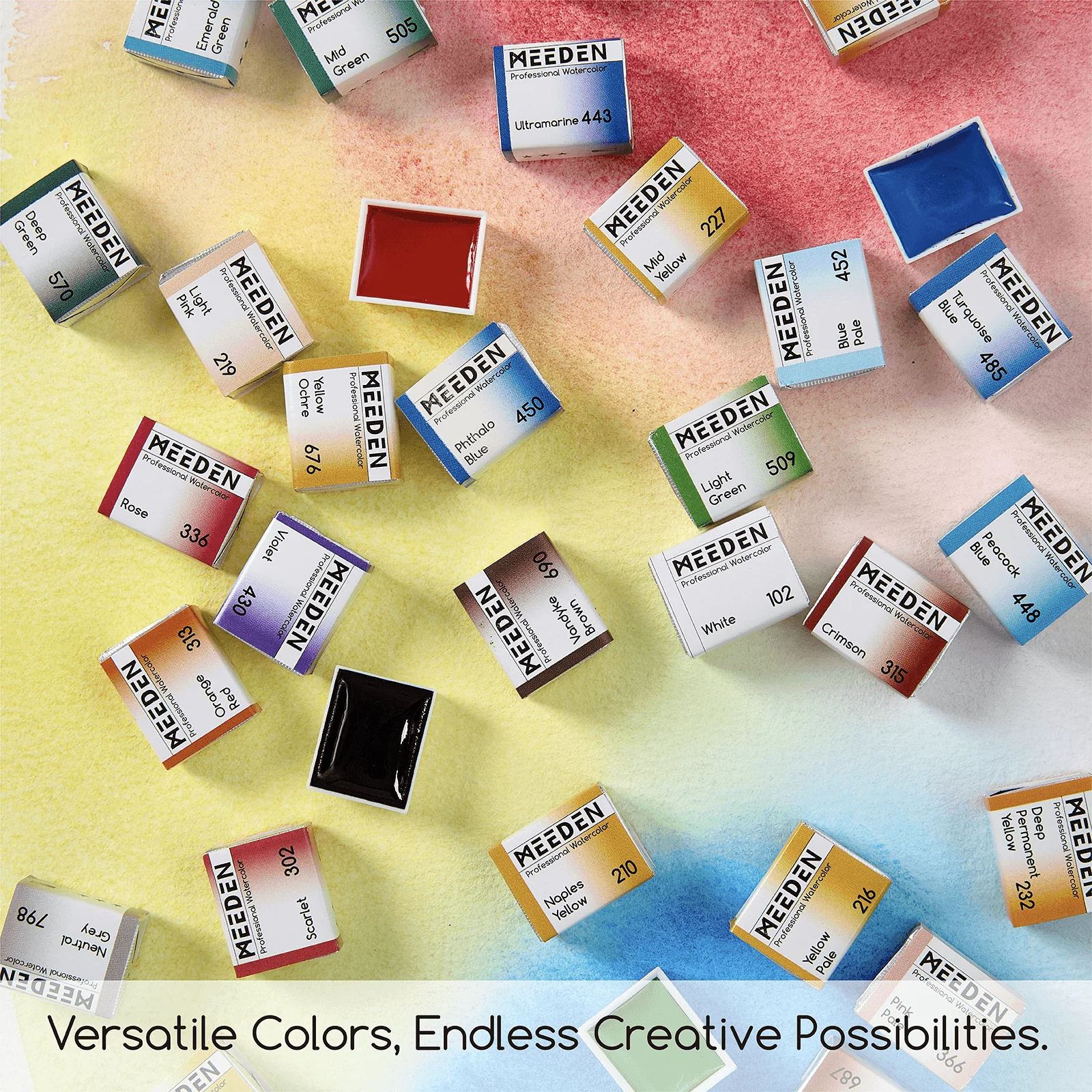 MEEDEN Professional 40 Colors High Saturation Semi-Moist Watercolor Paint Set - Image 6
