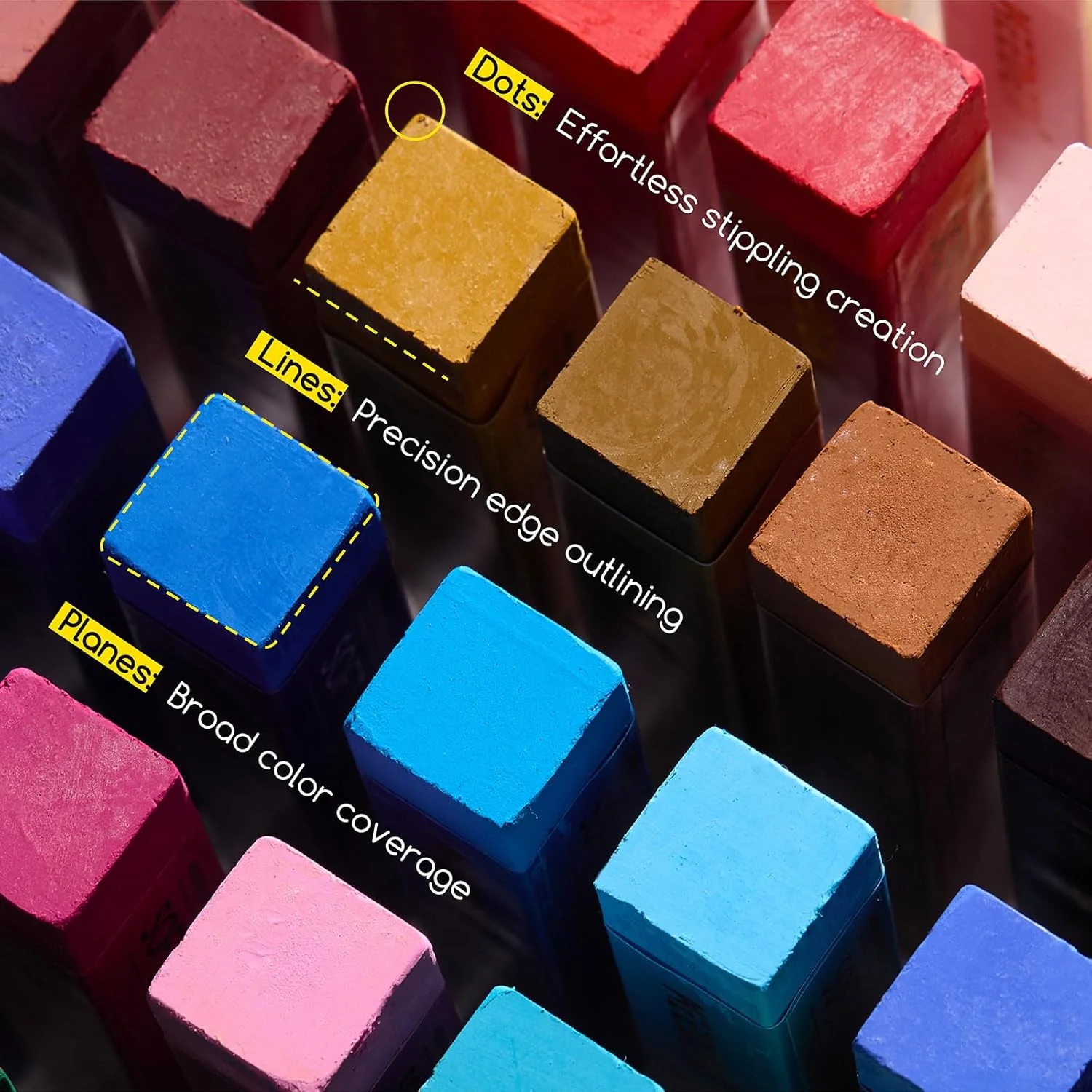 MEEDEN Professional Square Soft Oil Pastels, 48 Colors With Extra 2 White & 2 Black - Image 3