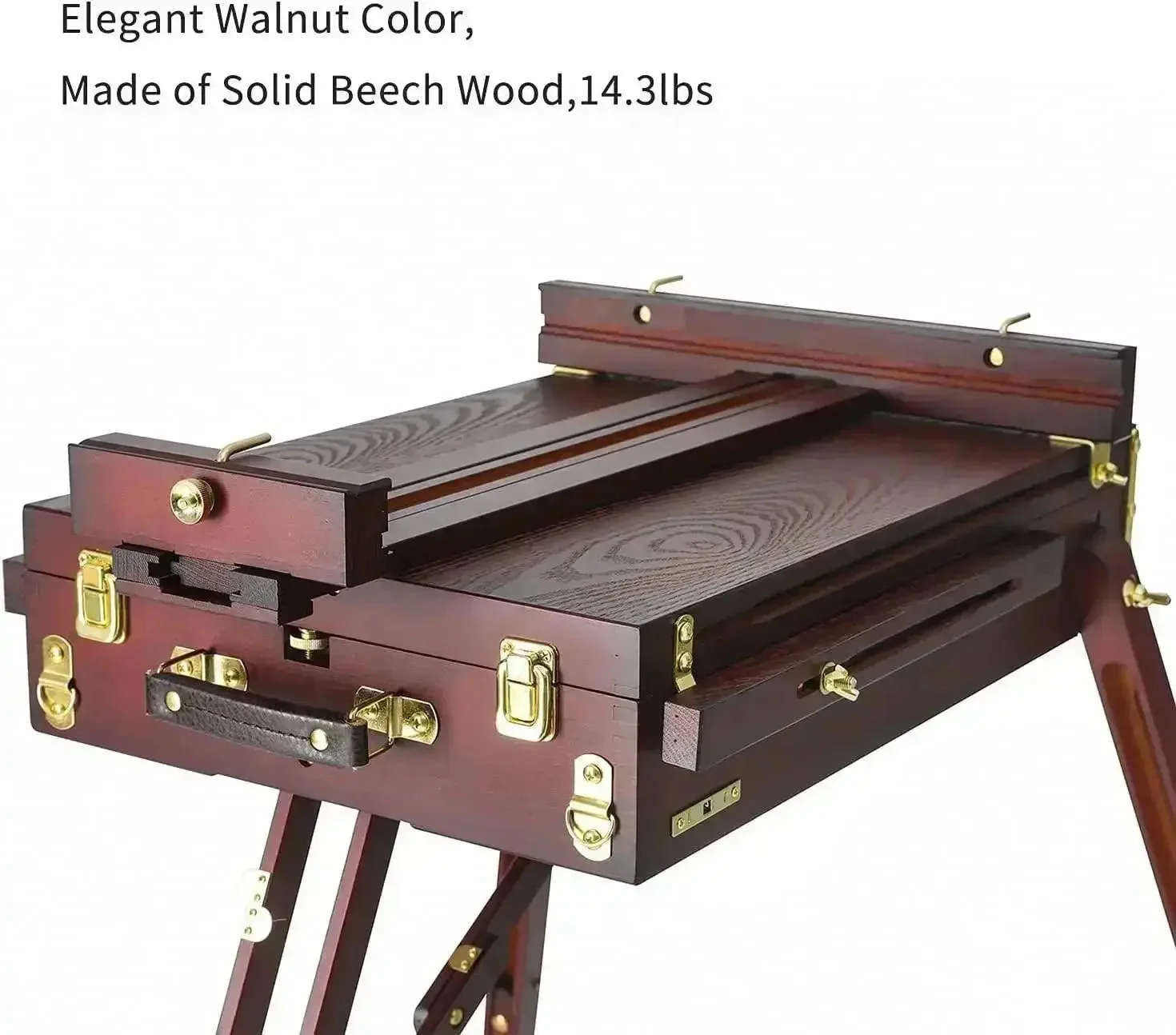 MEEDEN Foldable Beechwood French Easel with Drawer, Palette & Metal Tray – Dark Walnut - Image 9