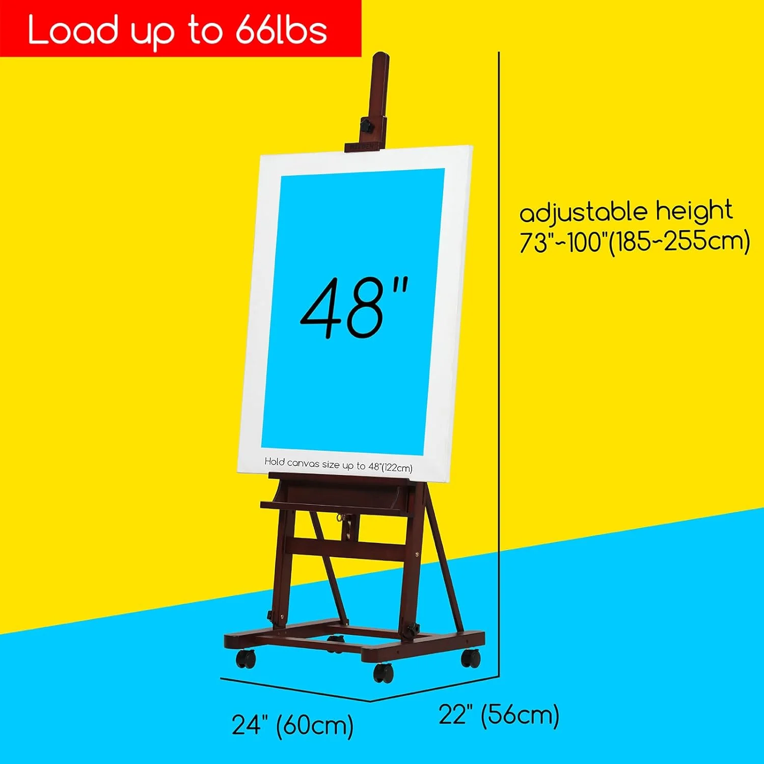 MEEDEN H-Frame Artist Easel with Storage Tray-Dark Walnut-W02 - Image 3