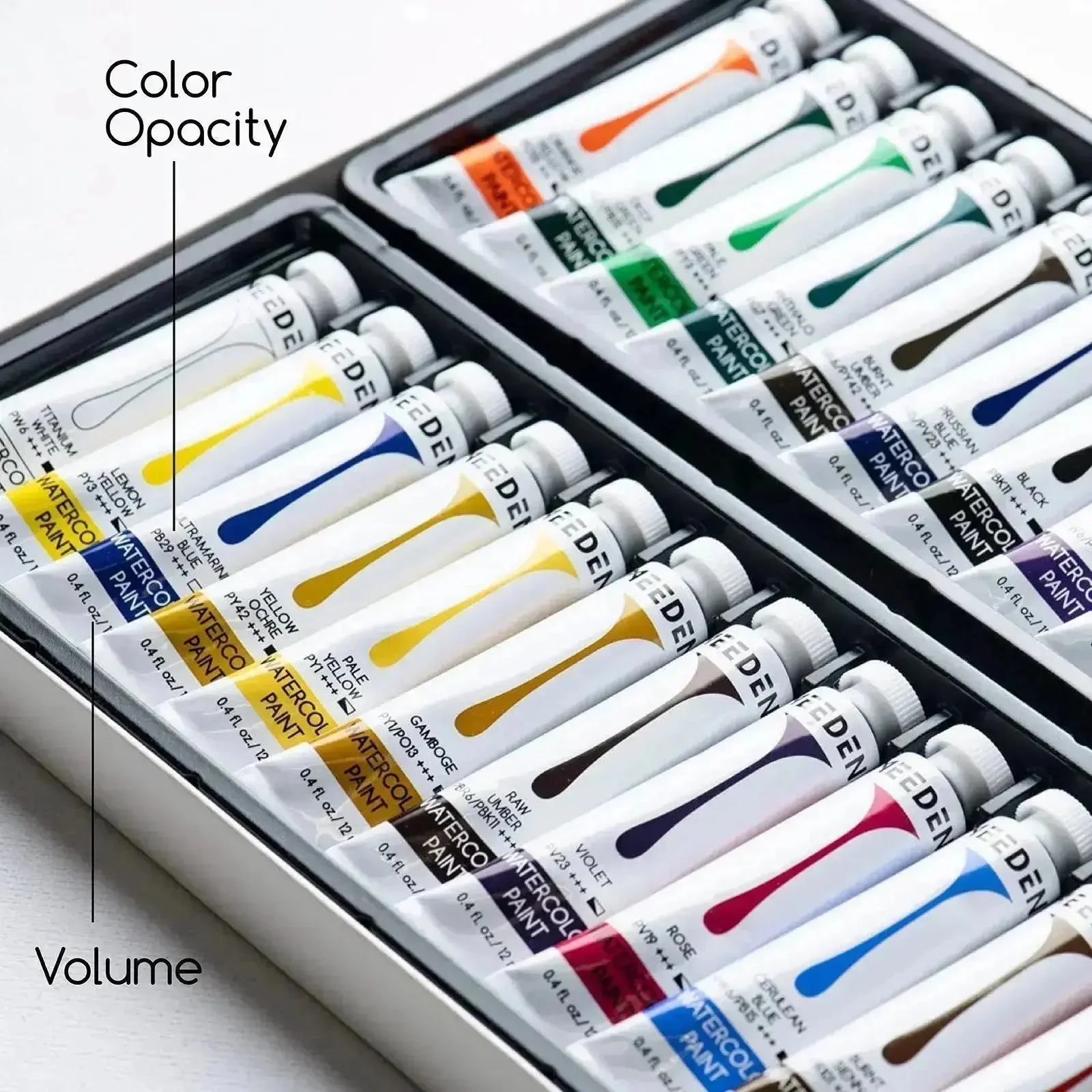 MEEDEN Wooden Storage Box, Hot Press Watercolor Paper, 24-Color Paint Set & Ceramic Tray Palette - Image 3
